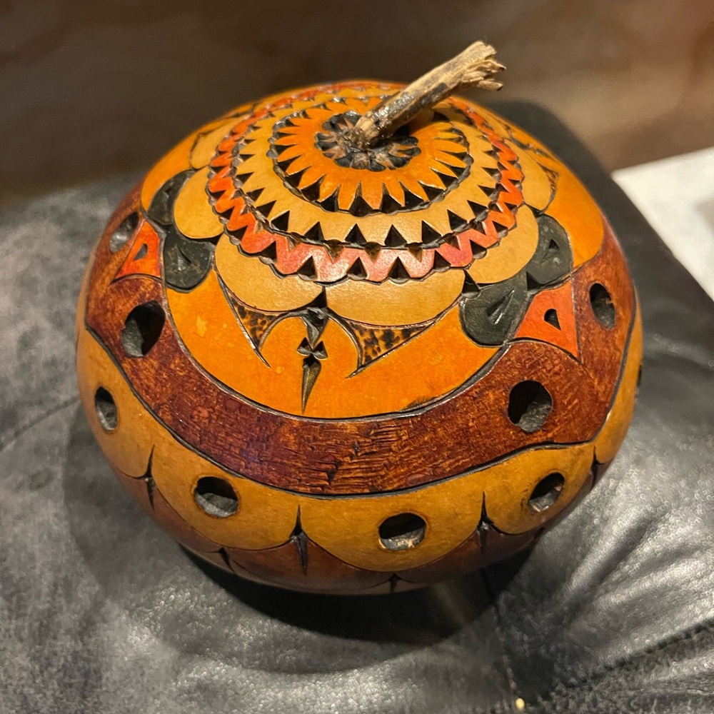 Hand carved gourd -signed